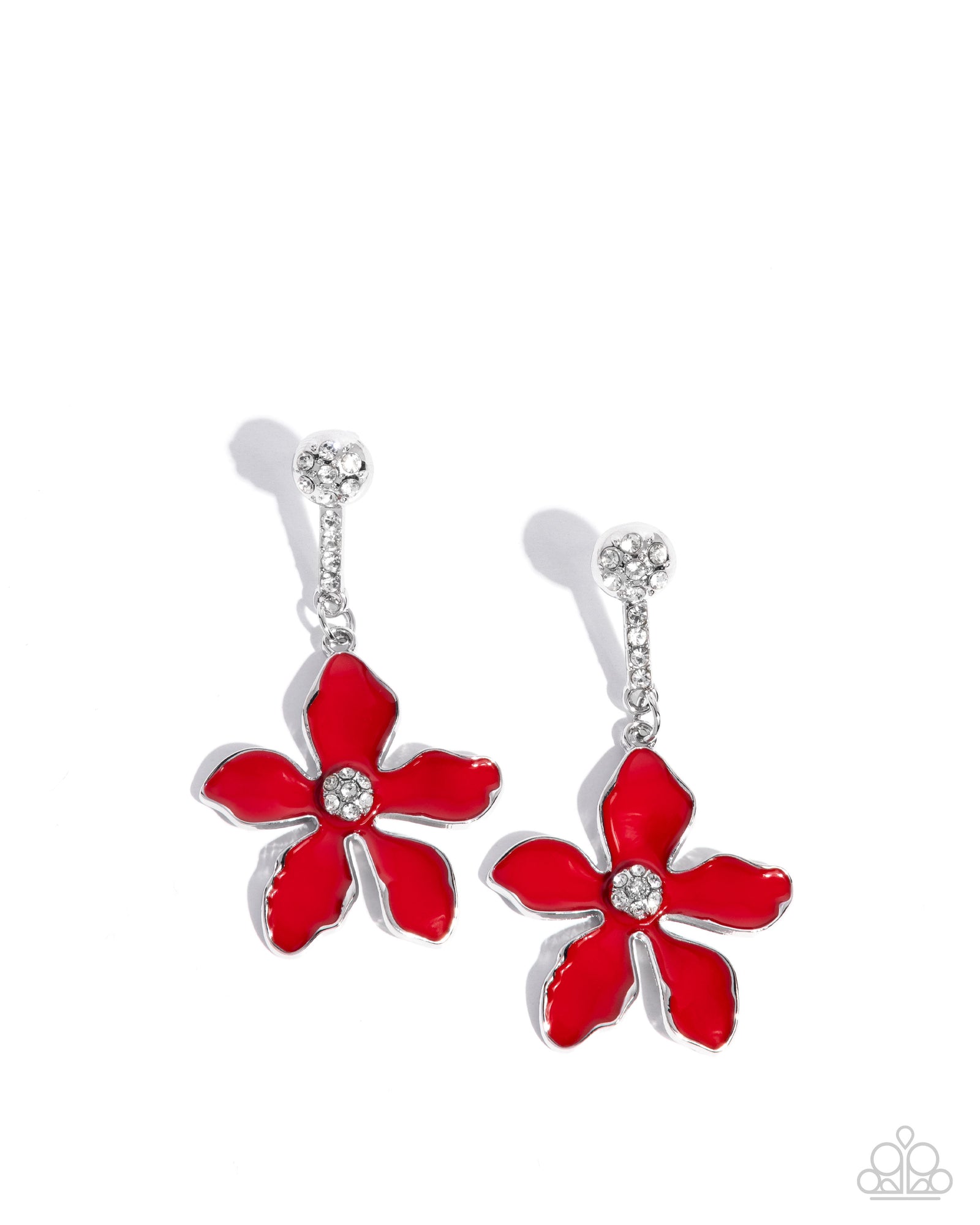 Floral Fleet Red Flower Earrings - Paparazzi Accessories- lightbox - CarasShop.com - Paparazzi Jewelry by Cara Jewels