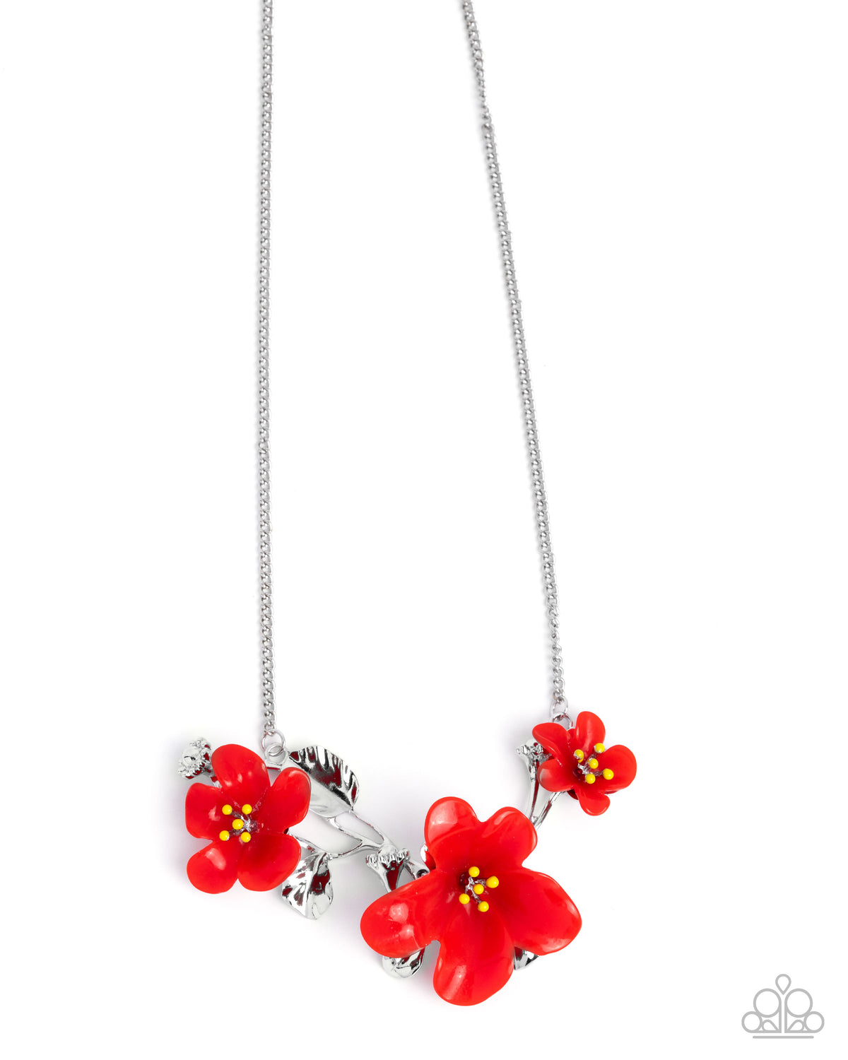 Floral Forecast Red Flower Necklace - Paparazzi Accessories- lightbox - CarasShop.com - Paparazzi Jewelry by Cara Jewels