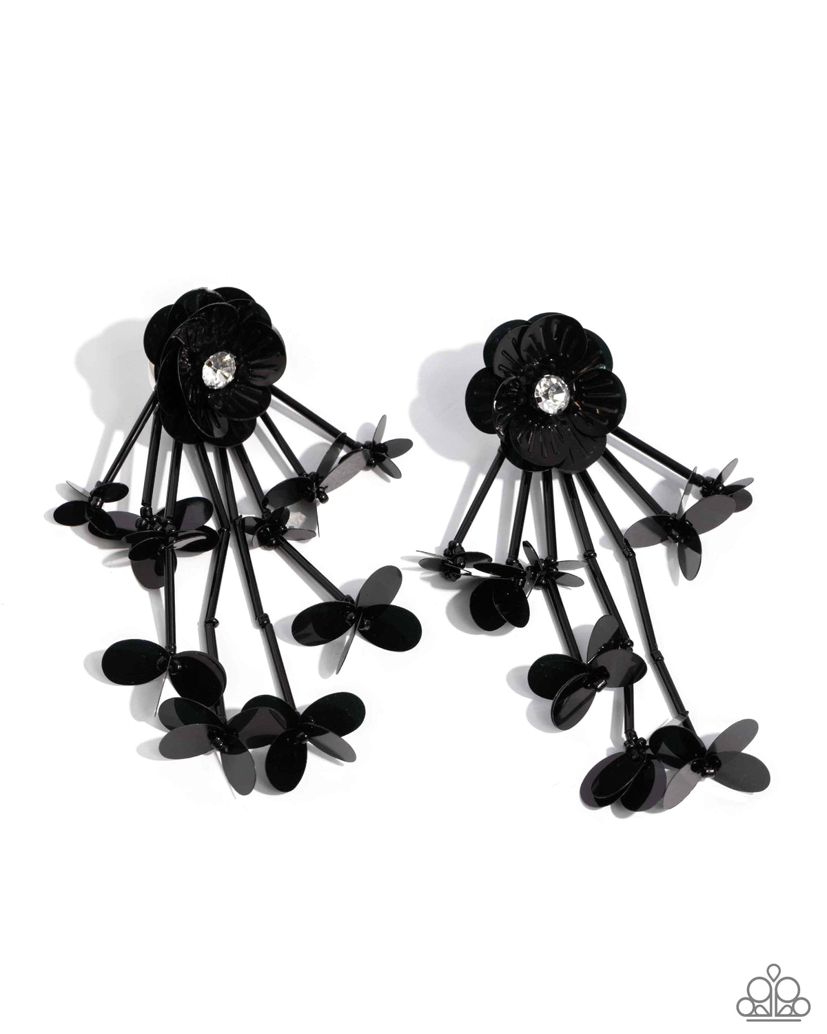 Floral Future Black Earrings - Paparazzi Accessories- lightbox - CarasShop.com - Paparazzi Jewelry by Cara Jewels