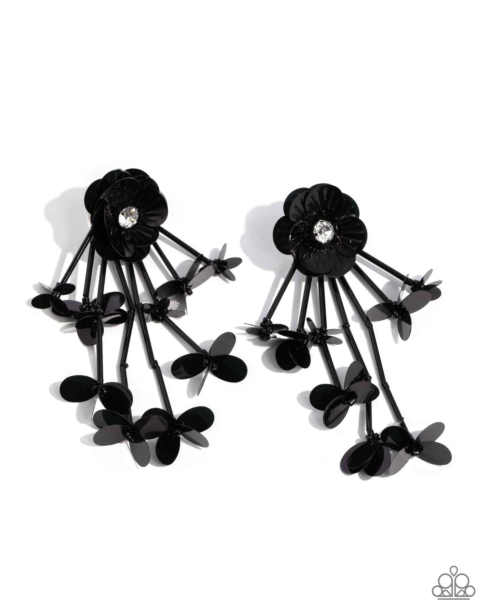 Floral Future Black Earrings - Paparazzi Accessories- lightbox - CarasShop.com - Paparazzi Jewelry by Cara Jewels