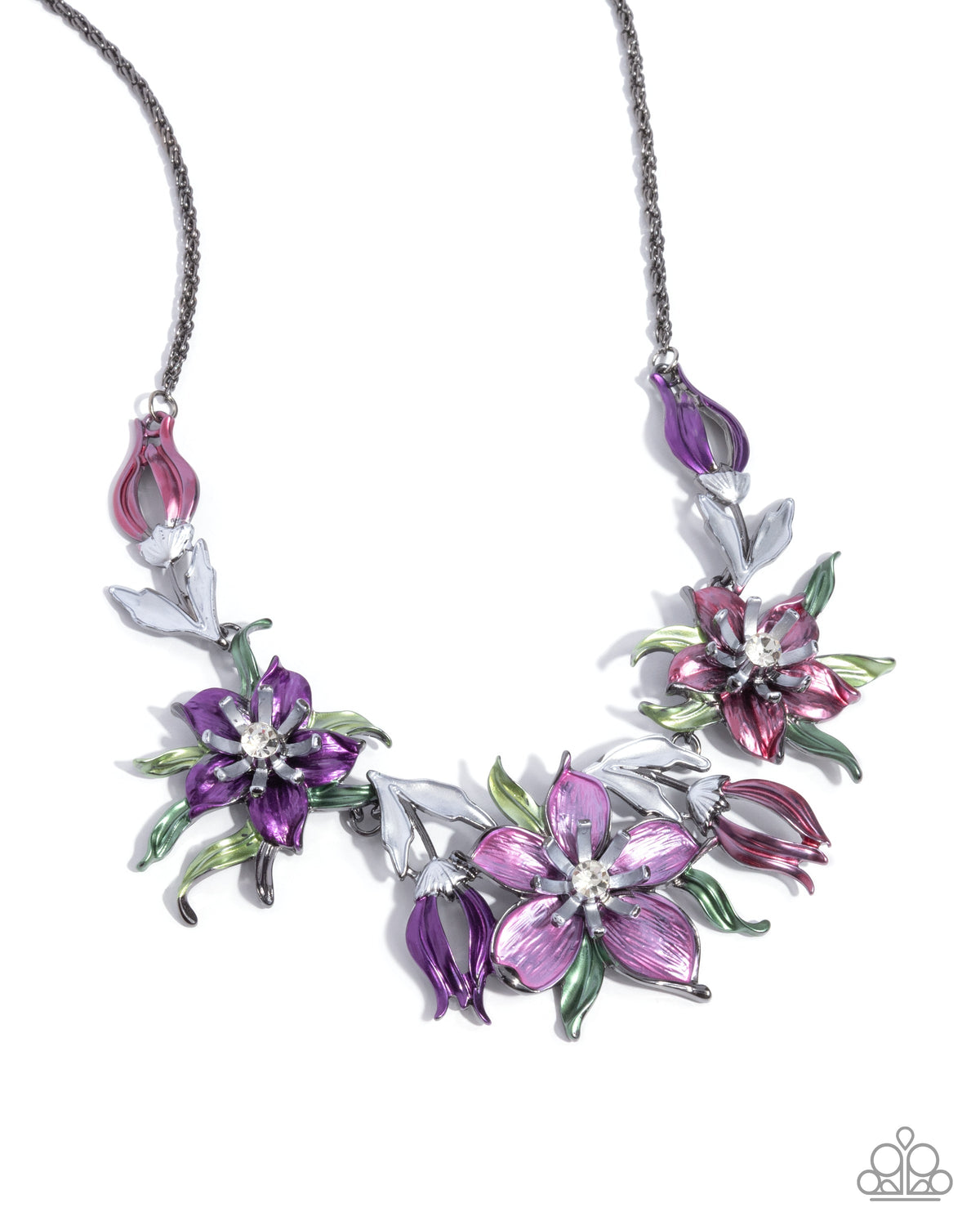 Floral Protocol Multi Purple Necklace - Paparazzi Accessories- lightbox - CarasShop.com - Paparazzi Jewelry by Cara Jewels