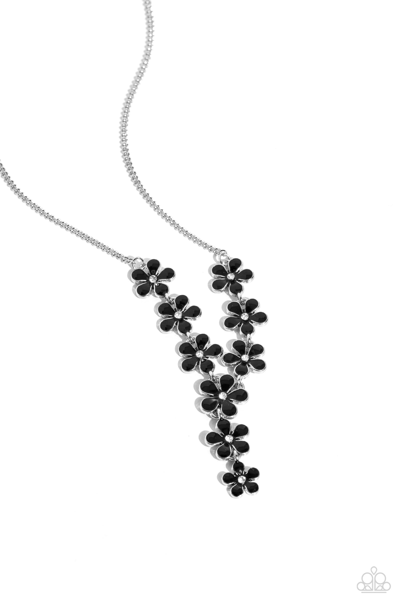 Flowering Feature Black Necklace - Paparazzi Accessories- lightbox - CarasShop.com - Paparazzi Jewelry by Cara Jewels