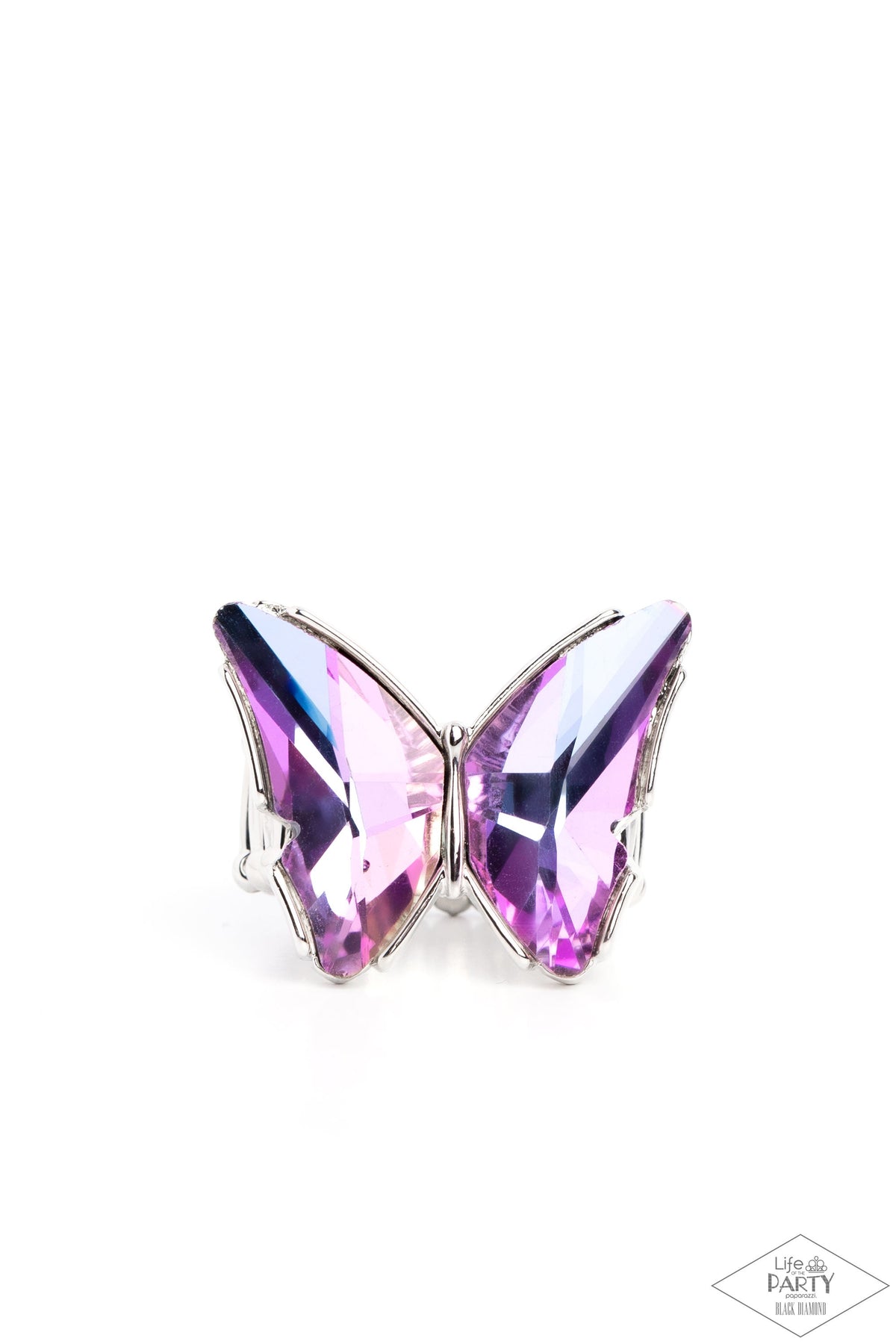 Fluorescent Flutter Purple Butterfly Ring - Paparazzi Accessories- lightbox - CarasShop.com - Paparazzi Jewelry by Cara Jewels