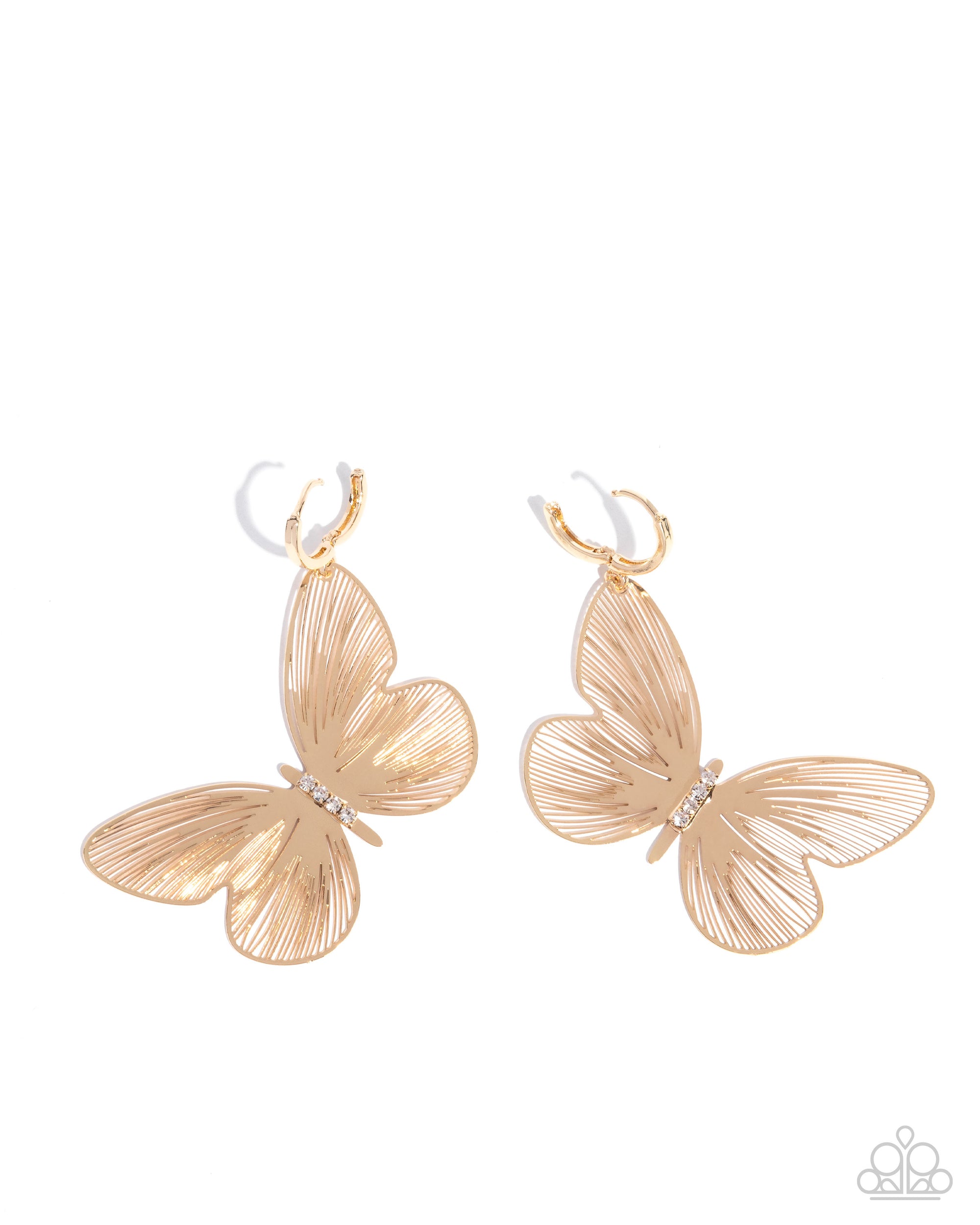 Fluttering Folk Gold Butterfly Hoop Earrings - Paparazzi Accessories- lightbox - CarasShop.com - Paparazzi Jewelry by Cara Jewels