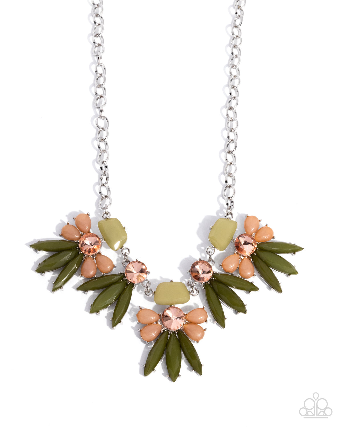 Folklore Flair Green Floral Necklace - Paparazzi Accessories- lightbox - CarasShop.com - Paparazzi Jewelry by Cara Jewels