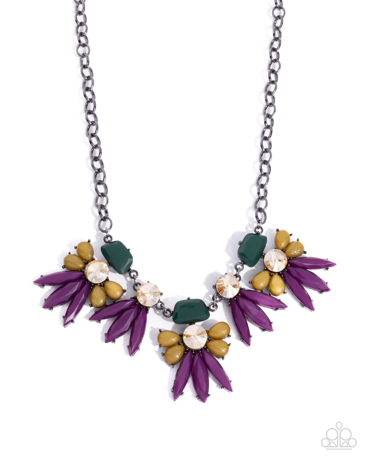 Folklore Flair Purple Floral Necklace - Paparazzi Accessories- lightbox - CarasShop.com - Paparazzi Jewelry by Cara Jewels