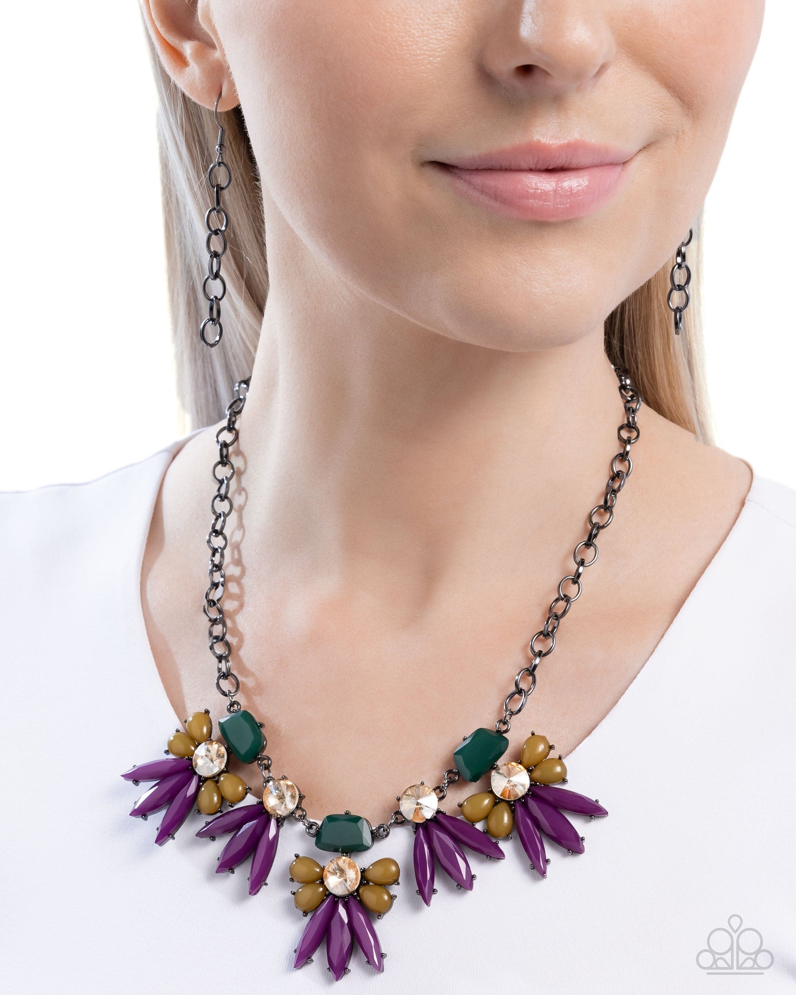 Folklore Flair Purple Floral Necklace - Paparazzi Accessories- lightbox - CarasShop.com - Paparazzi Jewelry by Cara Jewels