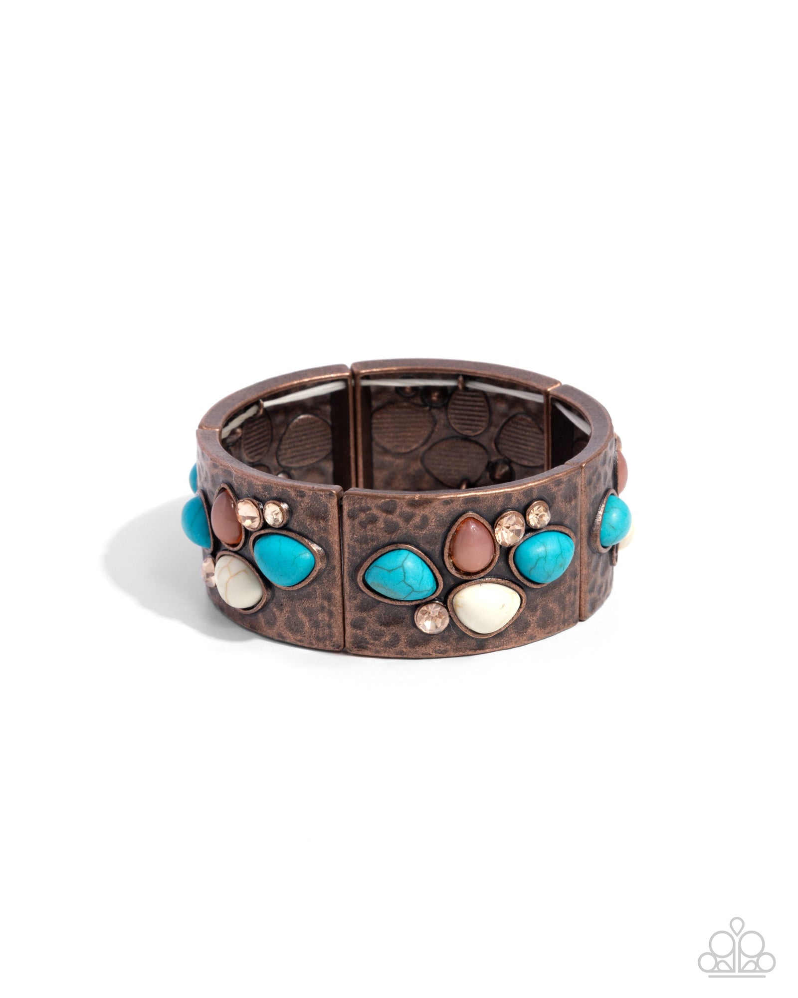 Folksy Fame Copper & Turquoise Blue Stone Bracelet - Paparazzi Accessories- lightbox - CarasShop.com - Paparazzi Jewelry by Cara Jewels