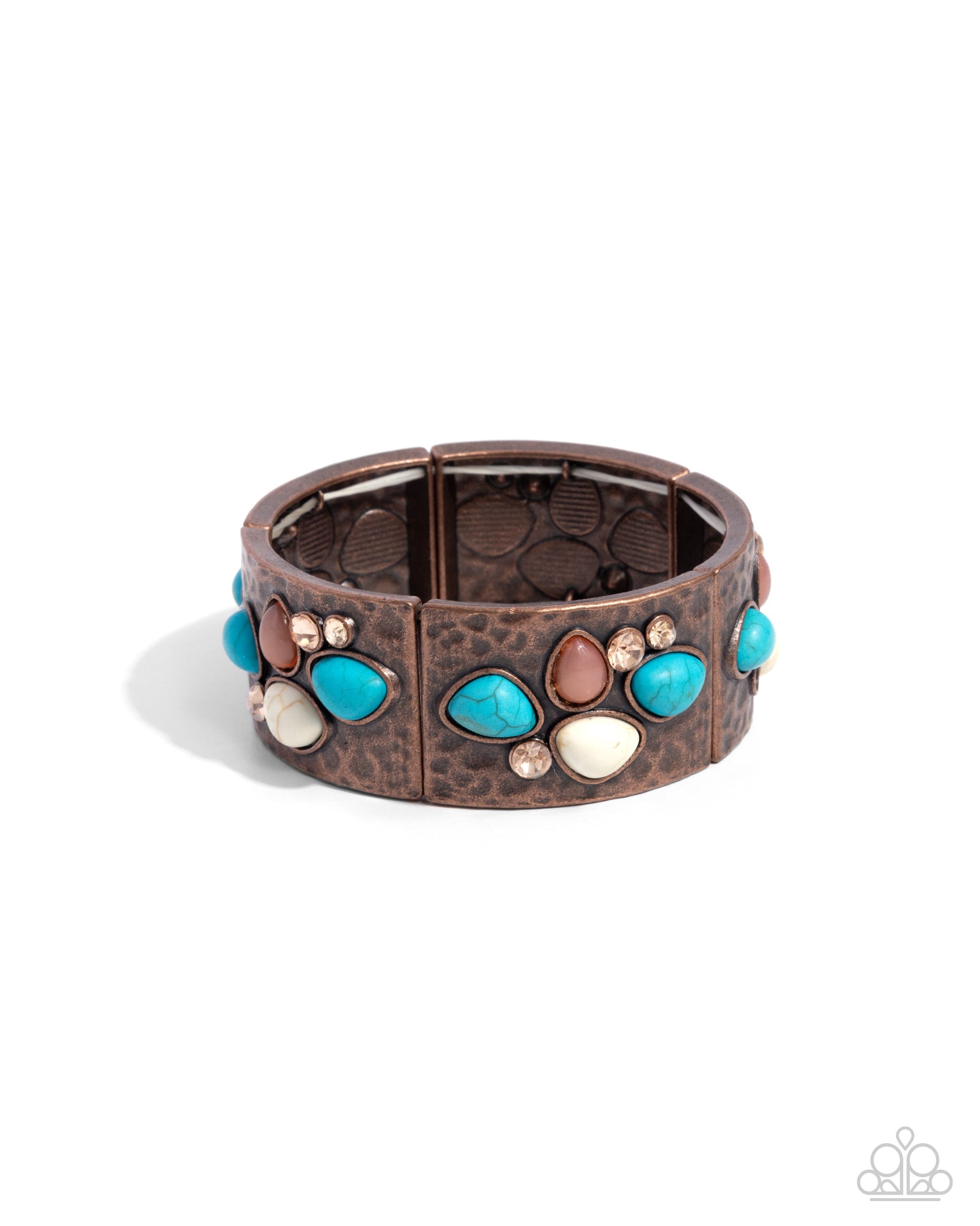 Folksy Fame Copper & Turquoise Blue Stone Bracelet - Paparazzi Accessories- lightbox - CarasShop.com - Paparazzi Jewelry by Cara Jewels