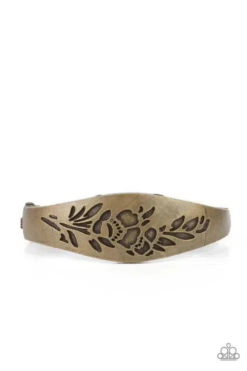 Fond of Florals Brass Bracelet - Paparazzi Accessories- lightbox - CarasShop.com - Paparazzi Jewelry by Cara Jewels