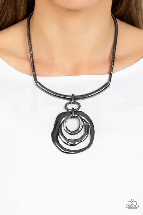 Forged In Fabulous Black Necklace - Paparazzi Accessories-on model - CarasShop.com - Paparazzi Jewelry by Cara Jewels