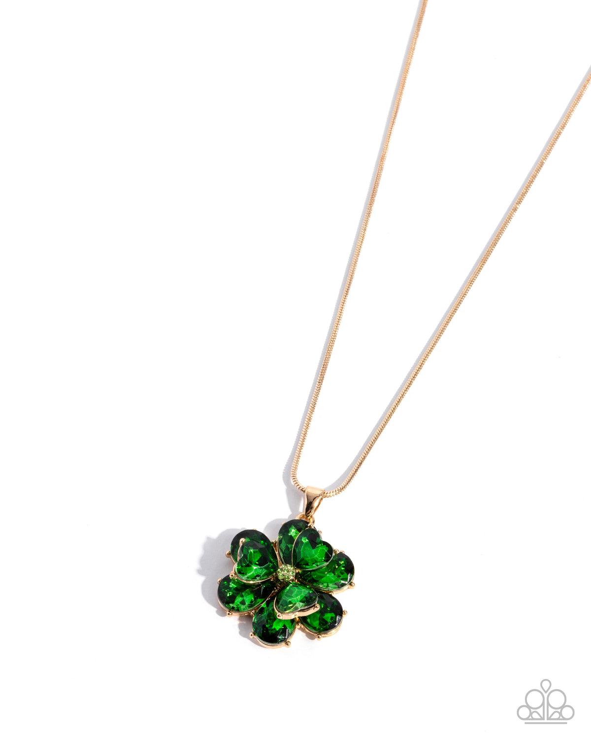 Fortunate Favor & Fortunate Fanfare Green Shamrock Necklace & Ring Set - Paparazzi Accessories- on model - CarasShop.com - Paparazzi Jewelry by Cara Jewels