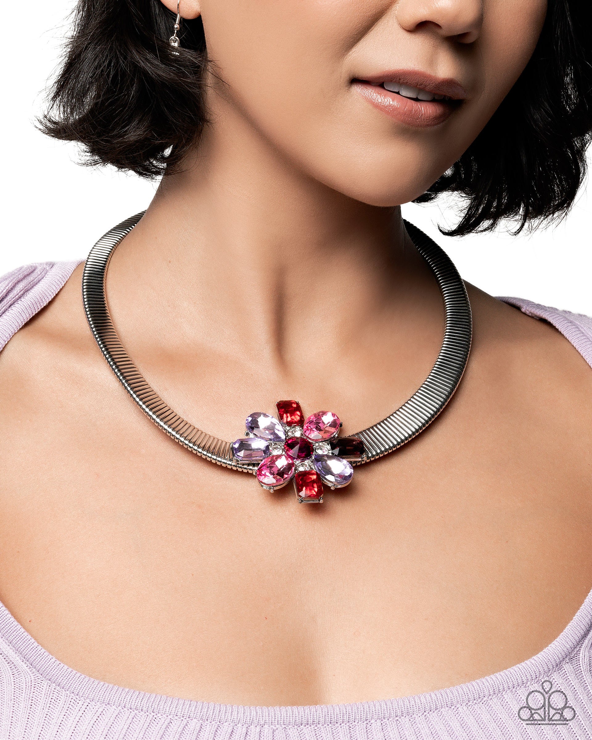 Forward Florals Pink Necklace - Paparazzi Accessories- lightbox - CarasShop.com - Paparazzi Jewelry by Cara Jewels