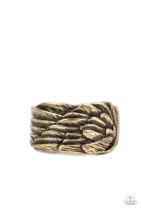 Fossil Fuel Brass Men's Ring - Paparazzi Accessories- lightbox - CarasShop.com - Paparazzi Jewelry by Cara Jewels