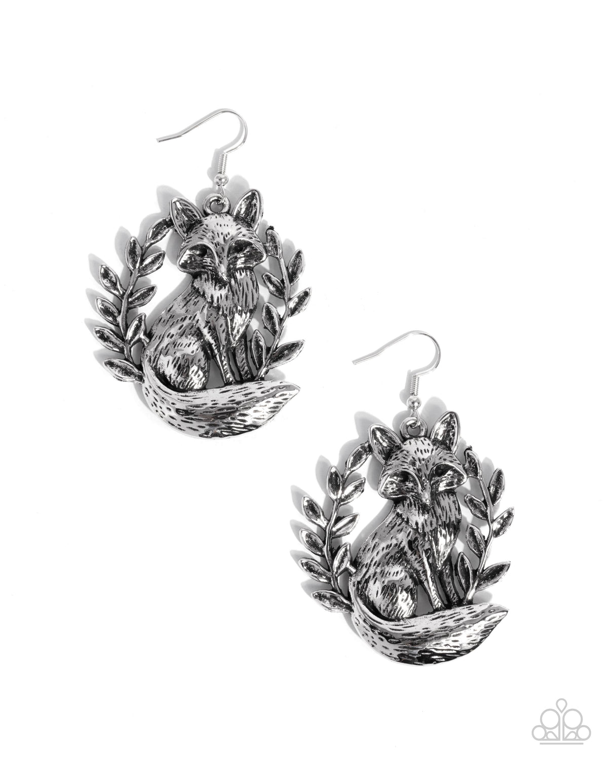 Foxy Fashion Silver Fox Earrings - Paparazzi Accessories- lightbox - CarasShop.com - Paparazzi Jewelry by Cara Jewels