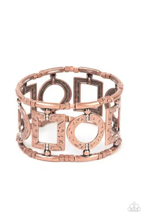Framed and Fabulous Copper Bracelet - Paparazzi Accessories- lightbox - CarasShop.com - Paparazzi Jewelry by Cara Jewels