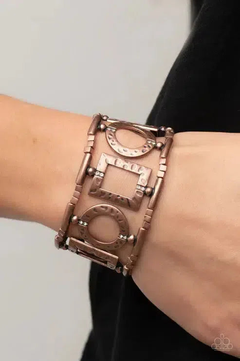 Framed and Fabulous Copper Bracelet - Paparazzi Accessories-on model - CarasShop.com - Paparazzi Jewelry by Cara Jewels