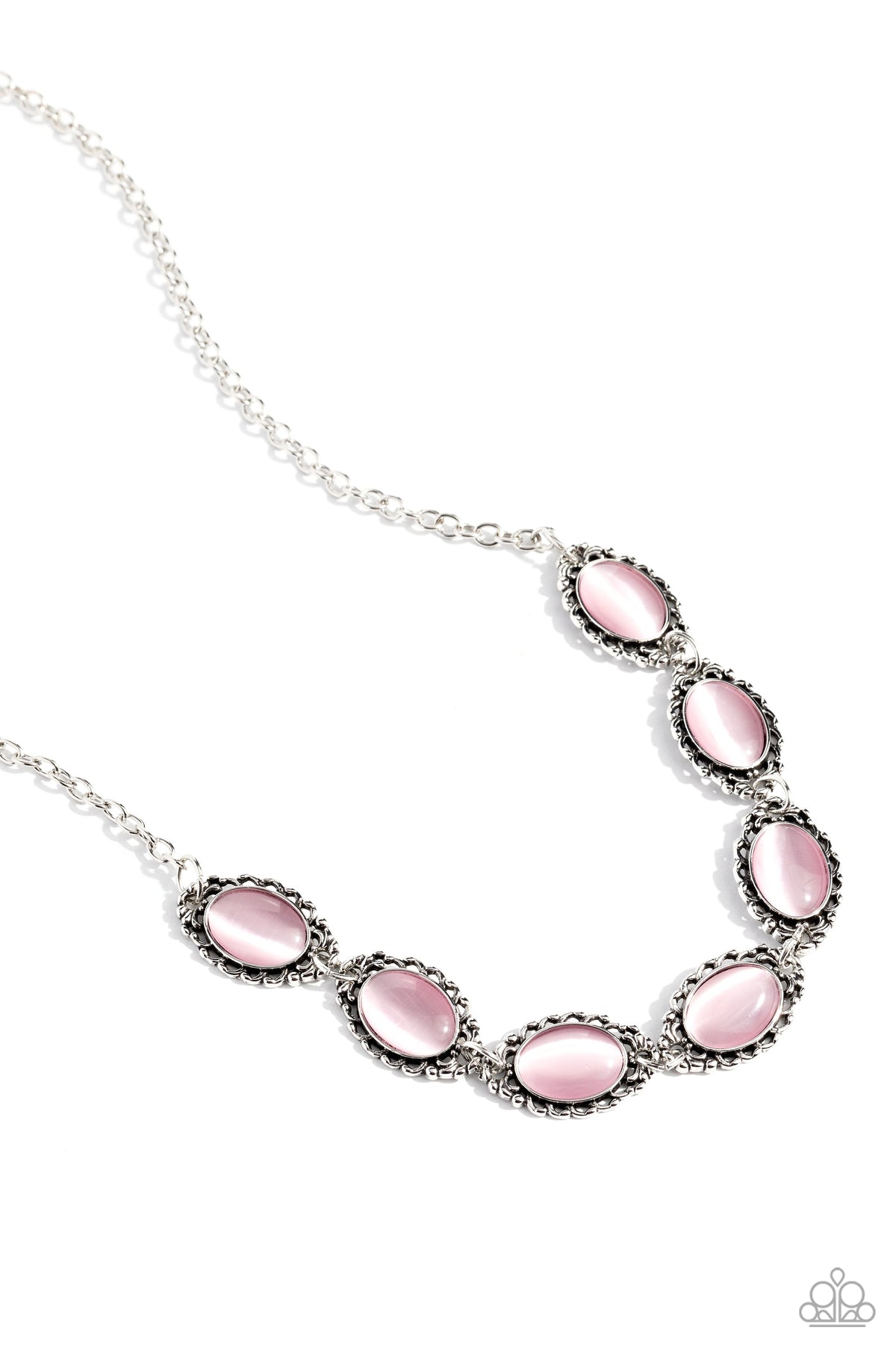 Framed in France Pink Cat's Eye Stone Necklace - Paparazzi Accessories- lightbox - CarasShop.com - Paparazzi Jewelry by Cara Jewels