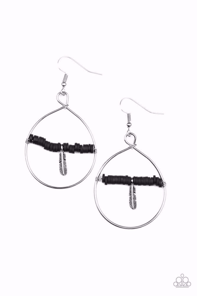 Free Bird Freedom Black Earrings - Paparazzi Accessories- lightbox - CarasShop.com - Paparazzi Jewelry by Cara Jewels