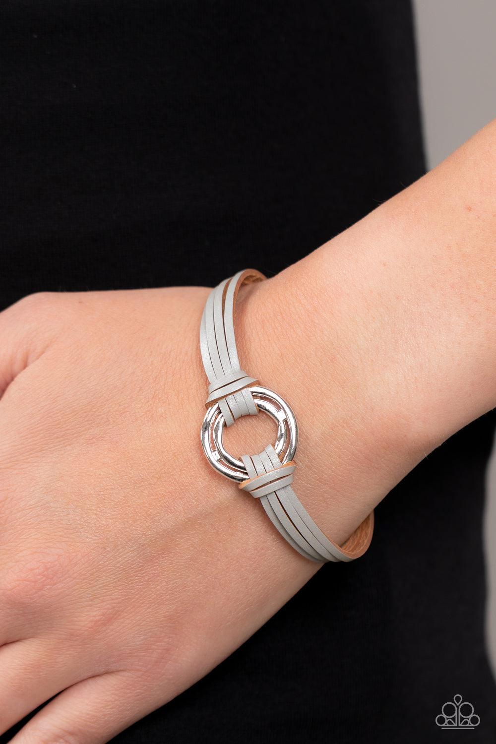 Free Range Fashion Silver Bracelet - Paparazzi Accessories- on model - CarasShop.com - Paparazzi Jewelry by Cara Jewels