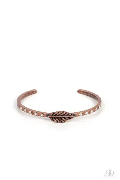 Free-Spirited Shimmer Copper Bracelet - Paparazzi Accessories- lightbox - CarasShop.com - Paparazzi Jewelry by Cara Jewels