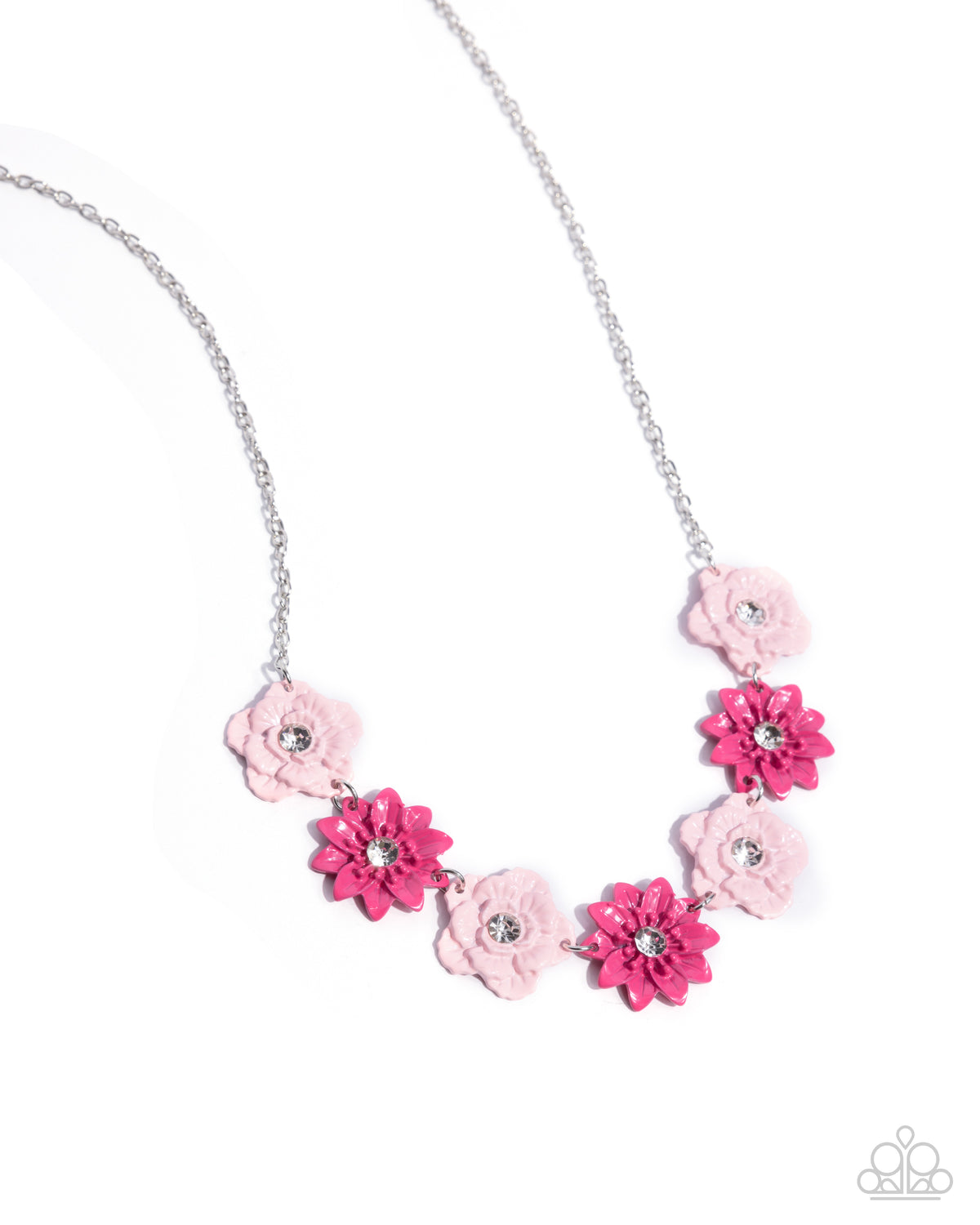 Frenetic Florals Pink Flower Necklace - Paparazzi Accessories- lightbox - CarasShop.com - Paparazzi Jewelry by Cara Jewels