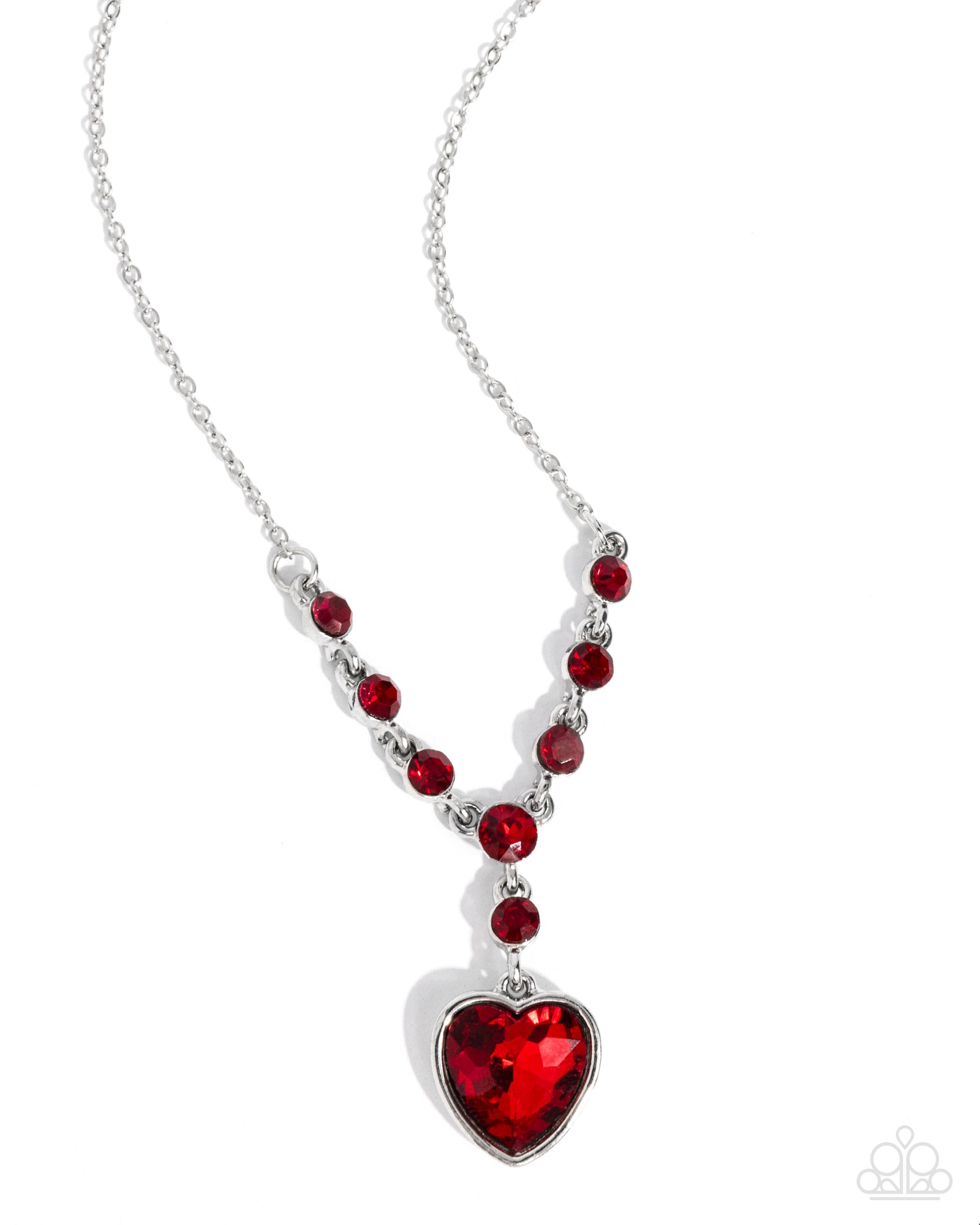 Fresh Fondness Red Rhinestone Heart Necklace - Paparazzi Accessories- lightbox - CarasShop.com - Paparazzi Jewelry by Cara Jewels