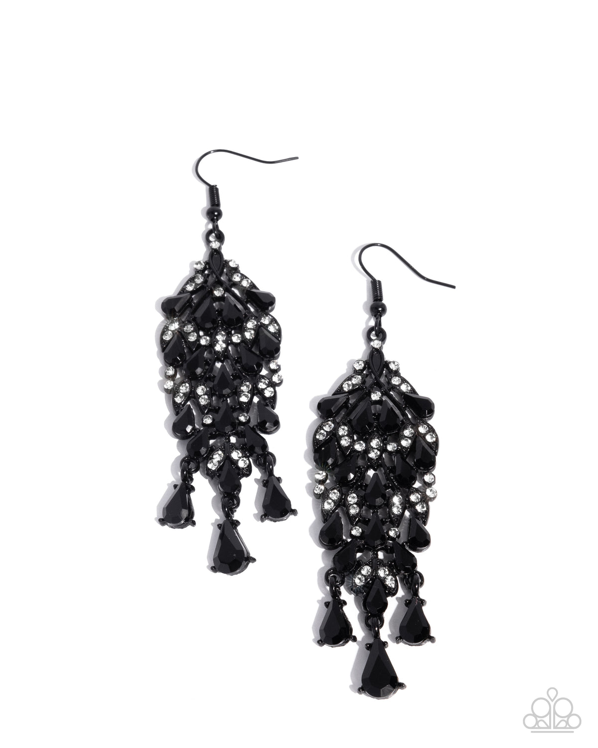 Fringe Film Black Gem Earrings - Paparazzi Accessories- lightbox - CarasShop.com - Paparazzi Jewelry by Cara Jewels