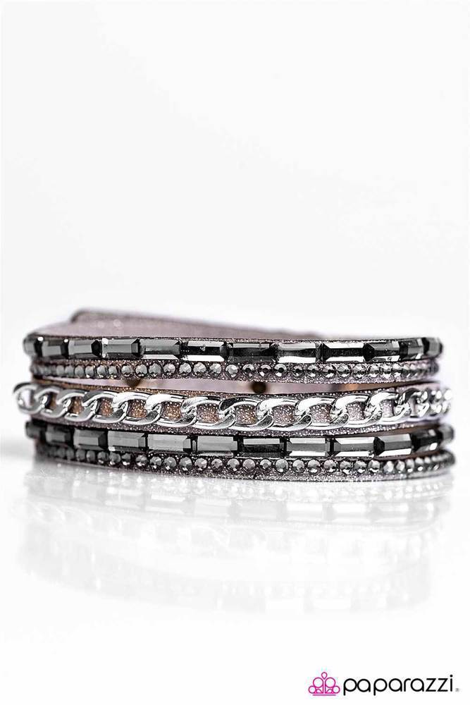 Front Row Fabulous Silver Wrap Snap Bracelet - Paparazzi Accessories- lightbox - CarasShop.com - Paparazzi Jewelry by Cara Jewels