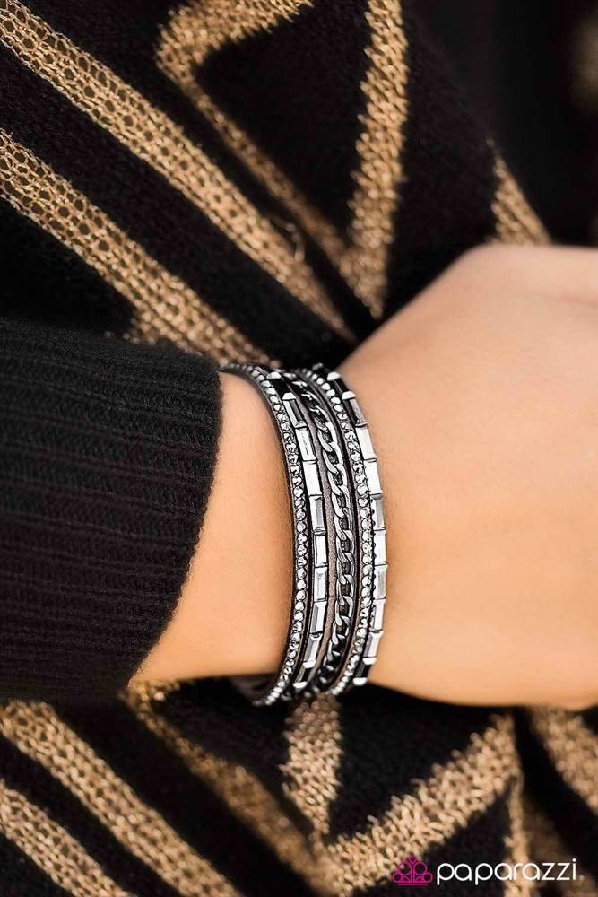 Front Row Fabulous Silver Wrap Snap Bracelet - Paparazzi Accessories- lightbox - CarasShop.com - Paparazzi Jewelry by Cara Jewels