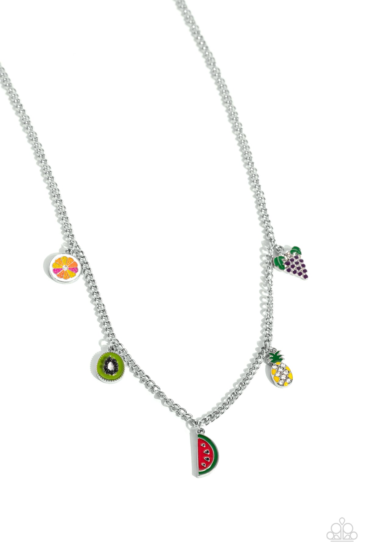 Fruity Flair Multi Charm Necklace - Paparazzi Accessories- lightbox - CarasShop.com - Paparazzi Jewelry by Cara Jewels
