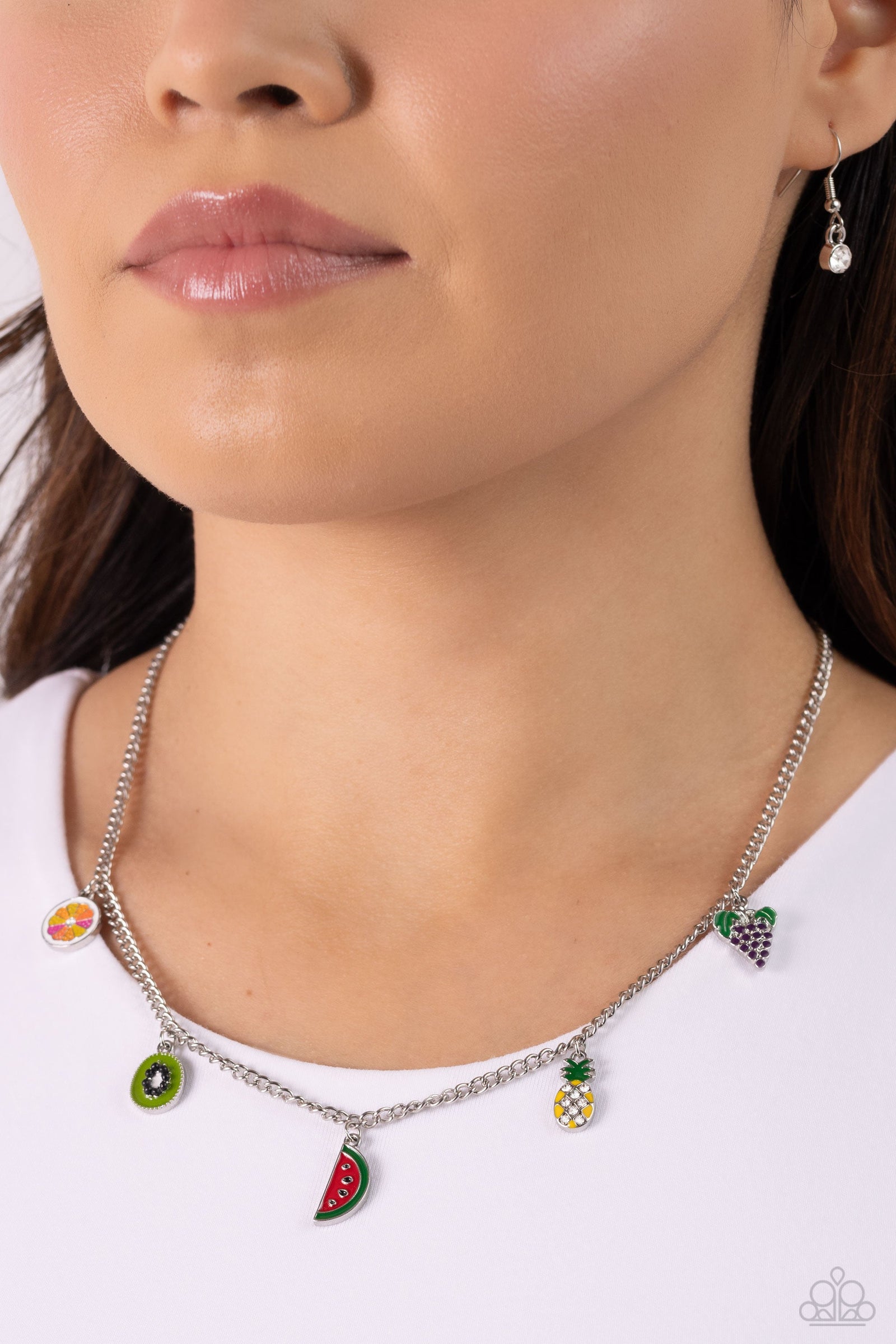 Fruity Flair Multi Charm Necklace - Paparazzi Accessories- lightbox - CarasShop.com - Paparazzi Jewelry by Cara Jewels