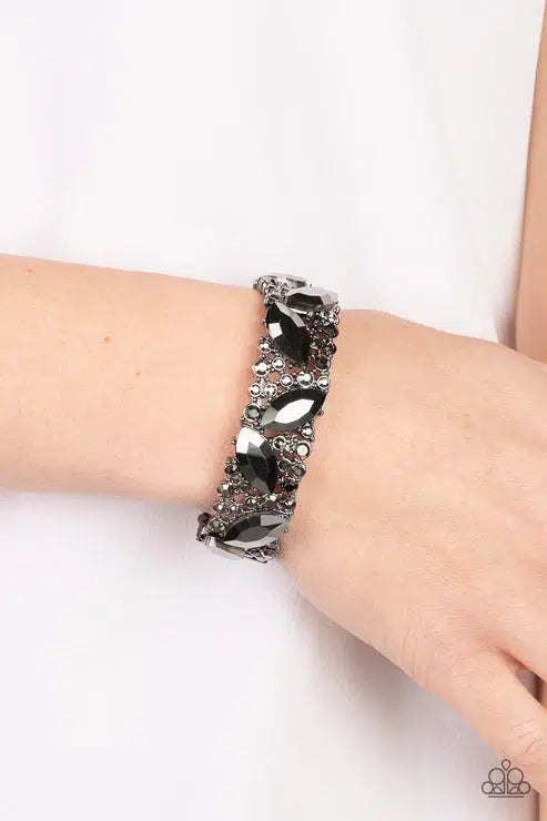 Full Body Chills Black Bracelet - Paparazzi Accessories- on model - CarasShop.com - Paparazzi Jewelry by Cara Jewels