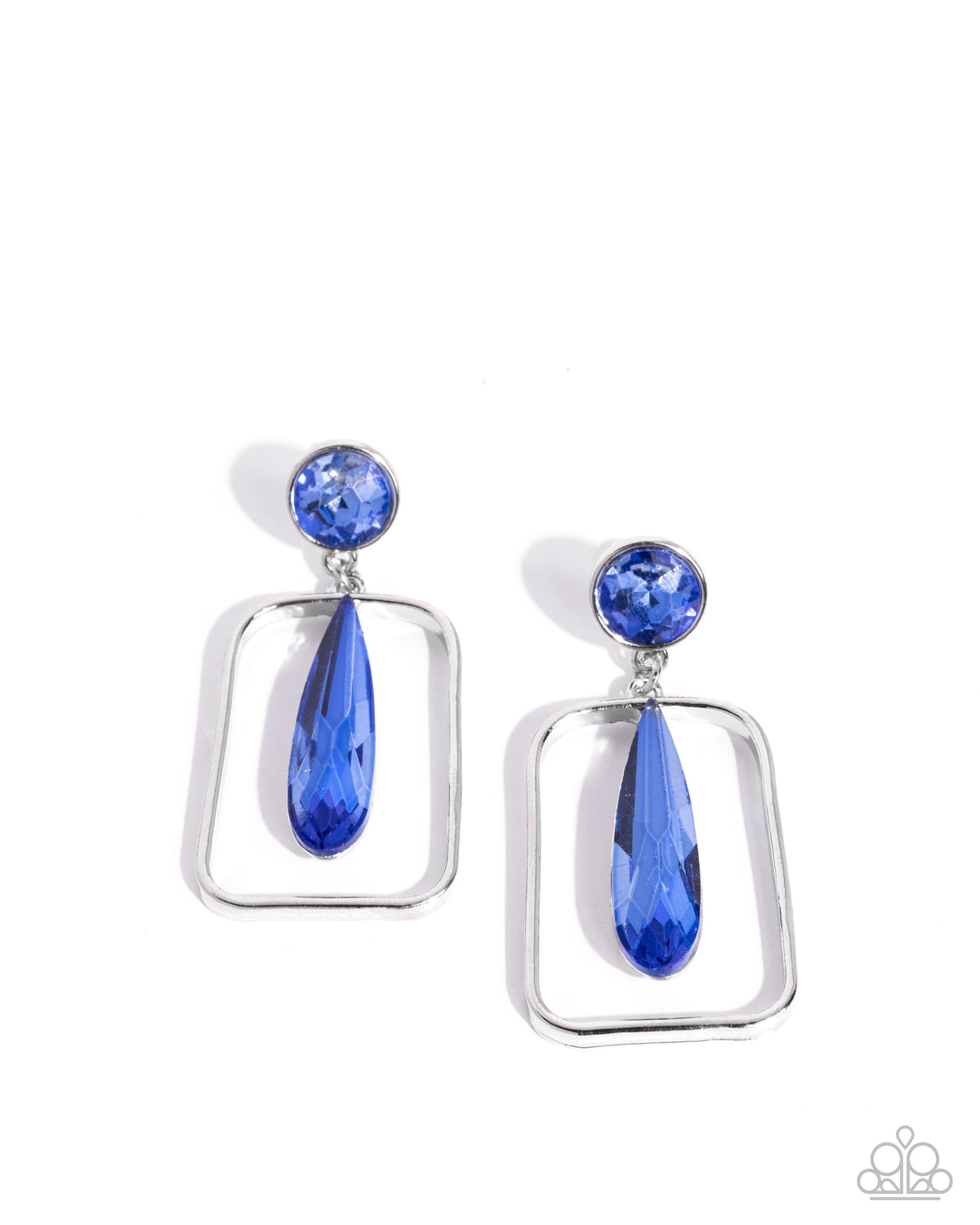 Future Framing Blue Gem Earrings - Paparazzi Accessories- lightbox - CarasShop.com - Paparazzi Jewelry by Cara Jewels