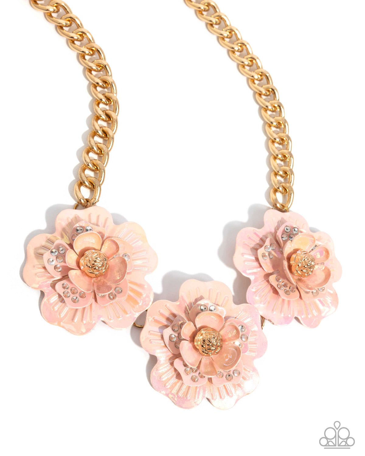 Gala Genre Pink Floral Necklace - Paparazzi Accessories- lightbox - CarasShop.com - Paparazzi Jewelry by Cara Jewels