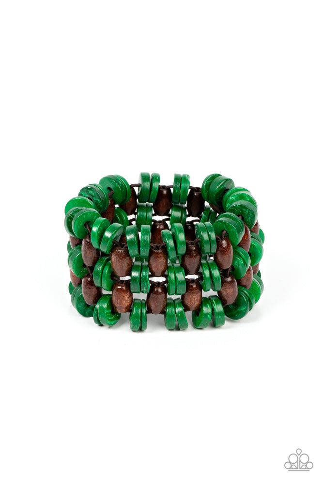 Galapagos Go-Getter Green Bracelet - Paparazzi Accessories- lightbox - CarasShop.com - Paparazzi Jewelry by Cara Jewels