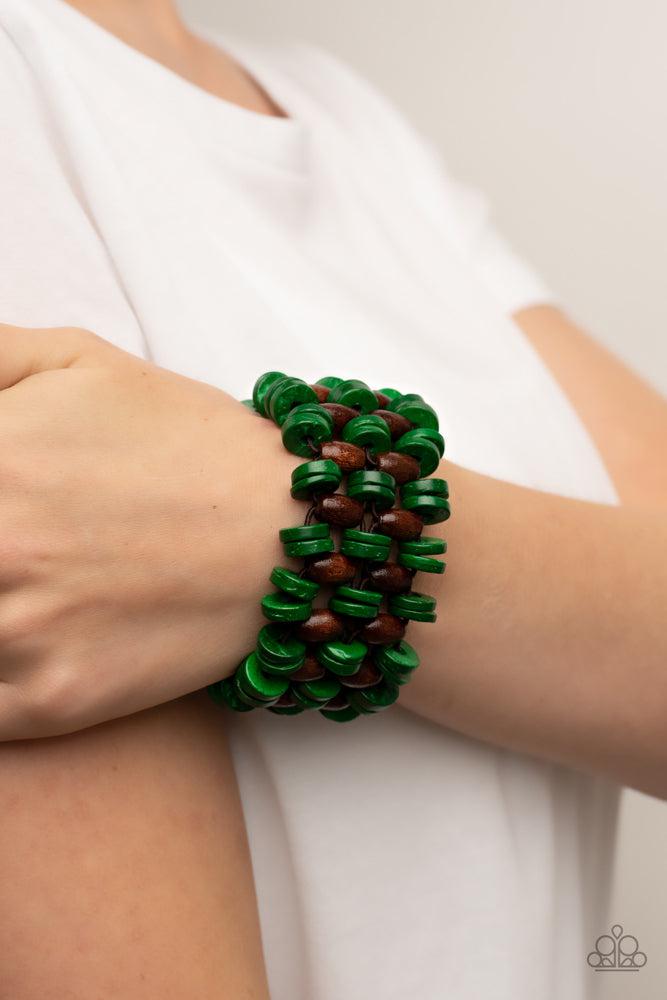Galapagos Go-Getter Green Bracelet - Paparazzi Accessories- on model - CarasShop.com - Paparazzi Jewelry by Cara Jewels
