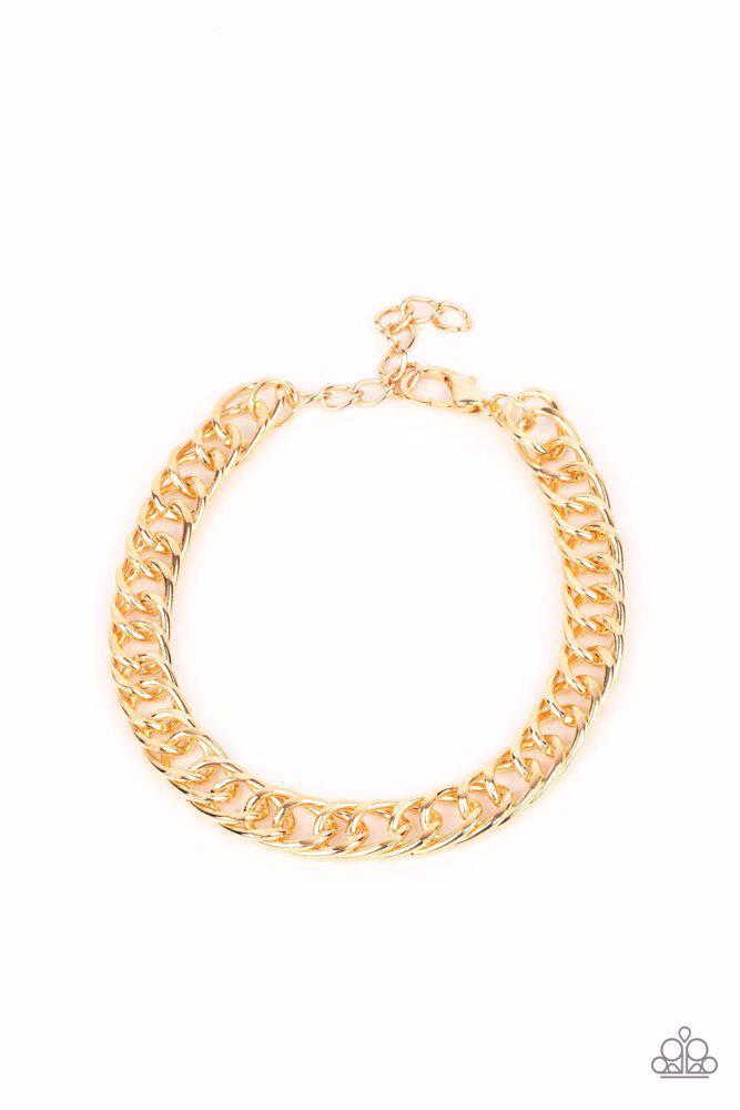 Game-Changing Couture Gold Bracelet - Paparazzi Accessories- lightbox - CarasShop.com - Paparazzi Jewelry by Cara Jewels