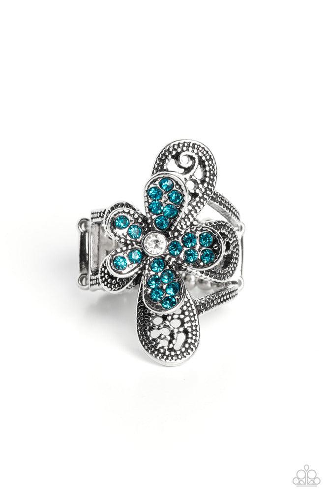 Garden Escapade Blue Ring - Paparazzi Accessories- lightbox - CarasShop.com - Paparazzi Jewelry by Cara Jewels