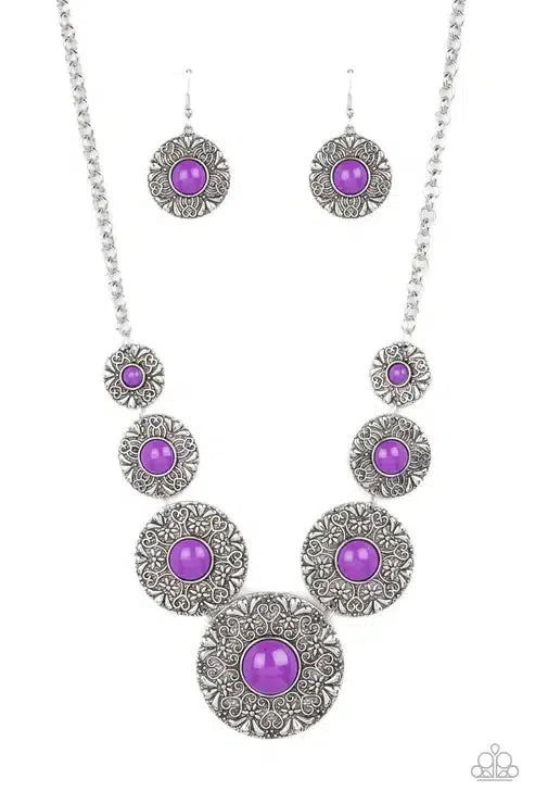 Garden Glade Purple Necklace - Paparazzi Accessories- lightbox - CarasShop.com - Paparazzi Jewelry by Cara Jewels
