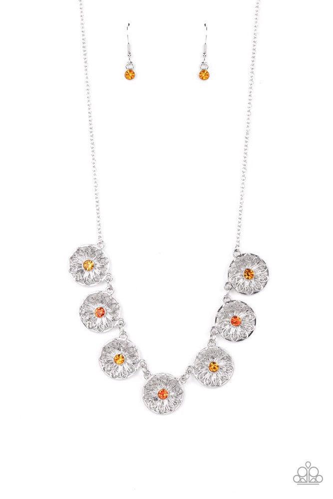 Garden Greetings Orange Necklace - Paparazzi Accessories- lightbox - CarasShop.com - Paparazzi Jewelry by Cara Jewels