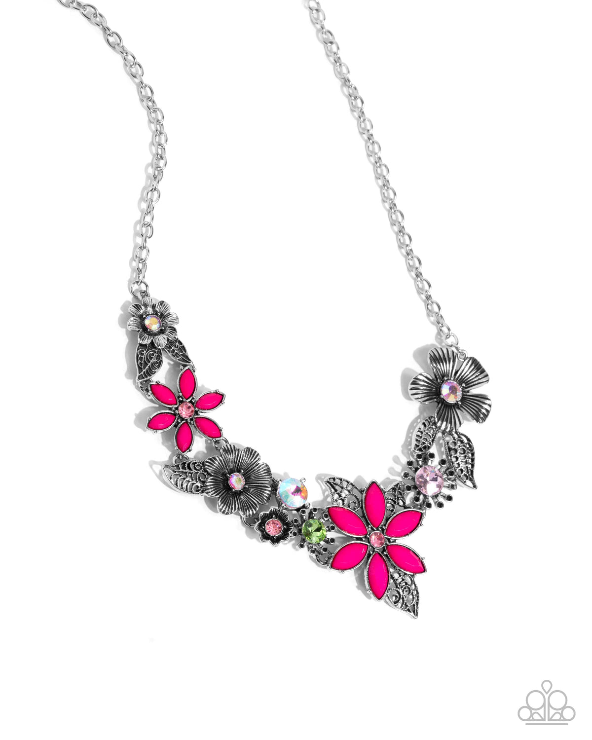 GARDEN My Sparkle Pink Flower Necklace - Paparazzi Accessories- lightbox - CarasShop.com - Paparazzi Jewelry by Cara Jewels