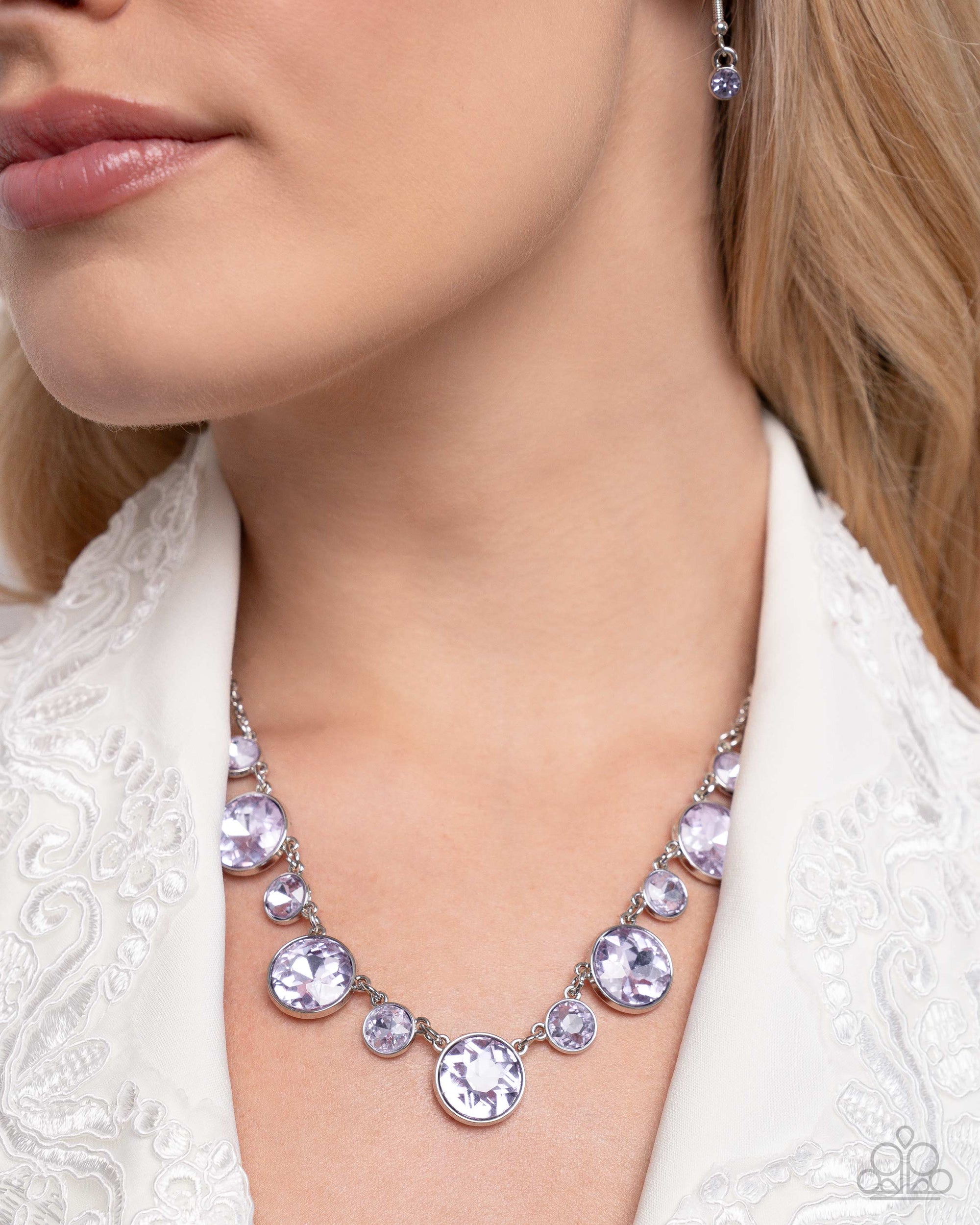 Genteel Gallery Purple Rhinestone Necklace - Paparazzi Accessories- lightbox - CarasShop.com - Paparazzi Jewelry by Cara Jewels