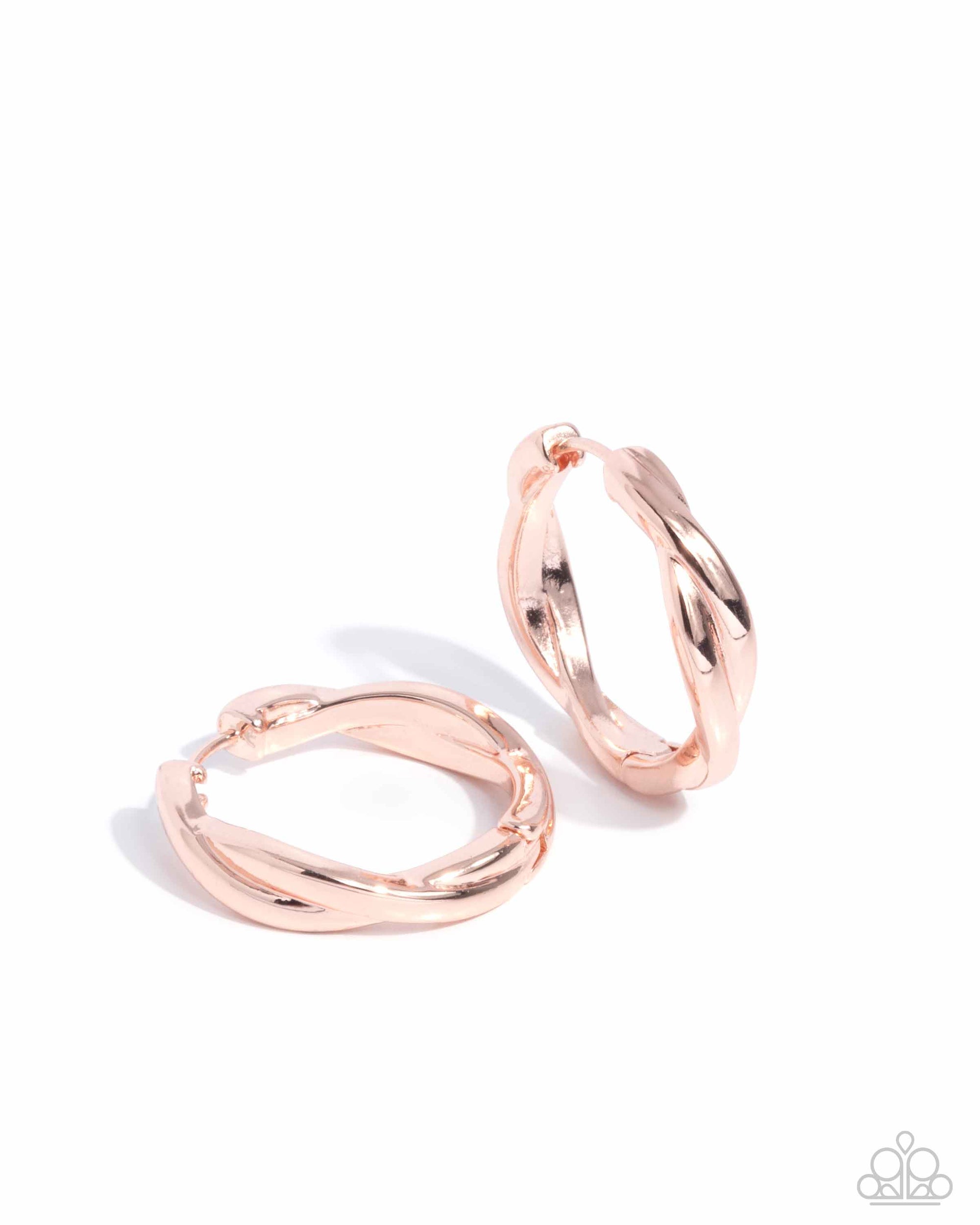 Genuine Glitz Rose Gold Hoop Earrings - Paparazzi Accessories- lightbox - CarasShop.com - Paparazzi Jewelry by Cara Jewels