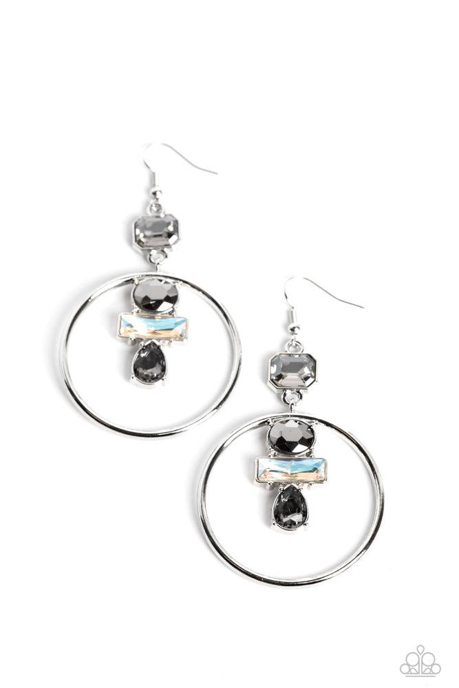 Geometric Glam Silver Earrings - Paparazzi Accessories- lightbox - CarasShop.com - Paparazzi Jewelry by Cara Jewels