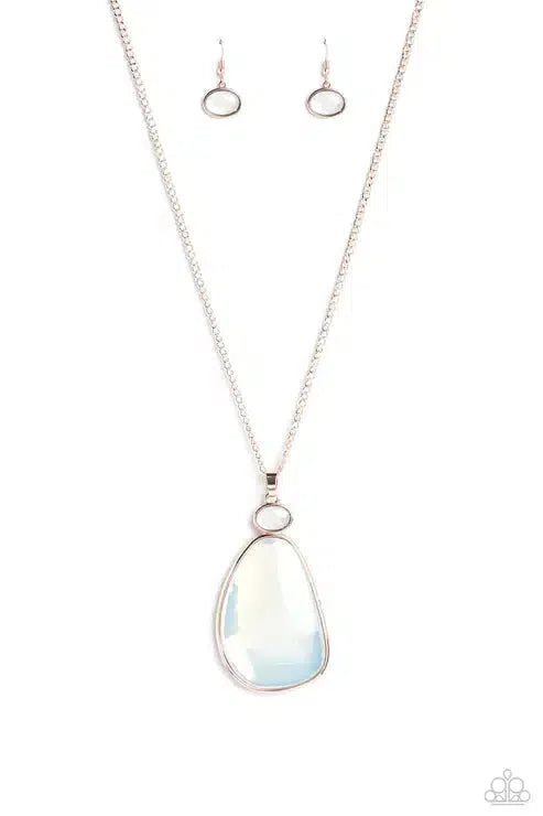 Geometric Glow Rose Gold Necklace - Paparazzi Accessories- lightbox - CarasShop.com - Paparazzi Jewelry by Cara Jewels