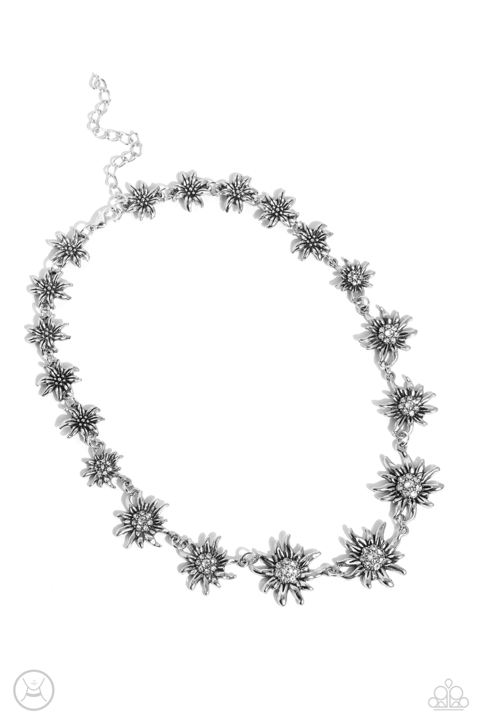 Get Up and GROW White Rhinestone Choker Necklace - Paparazzi Accessories- lightbox - CarasShop.com - Paparazzi Jewelry by Cara Jewels