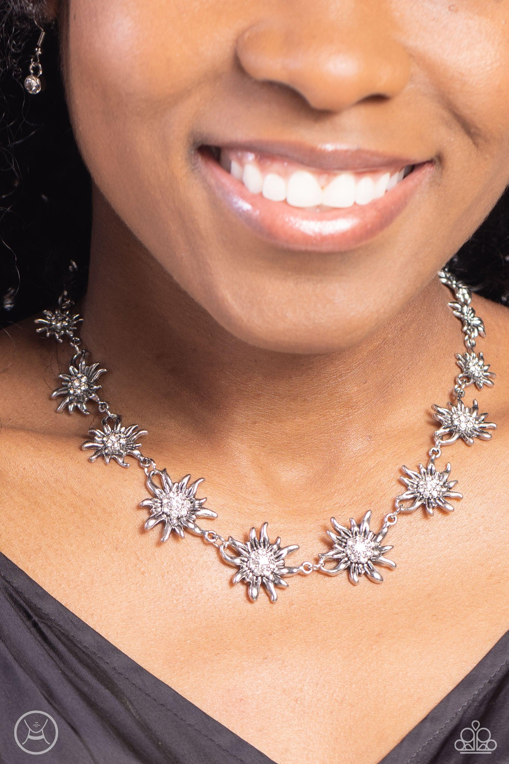 Get Up and GROW White Rhinestone Choker Necklace - Paparazzi Accessories- lightbox - CarasShop.com - Paparazzi Jewelry by Cara Jewels