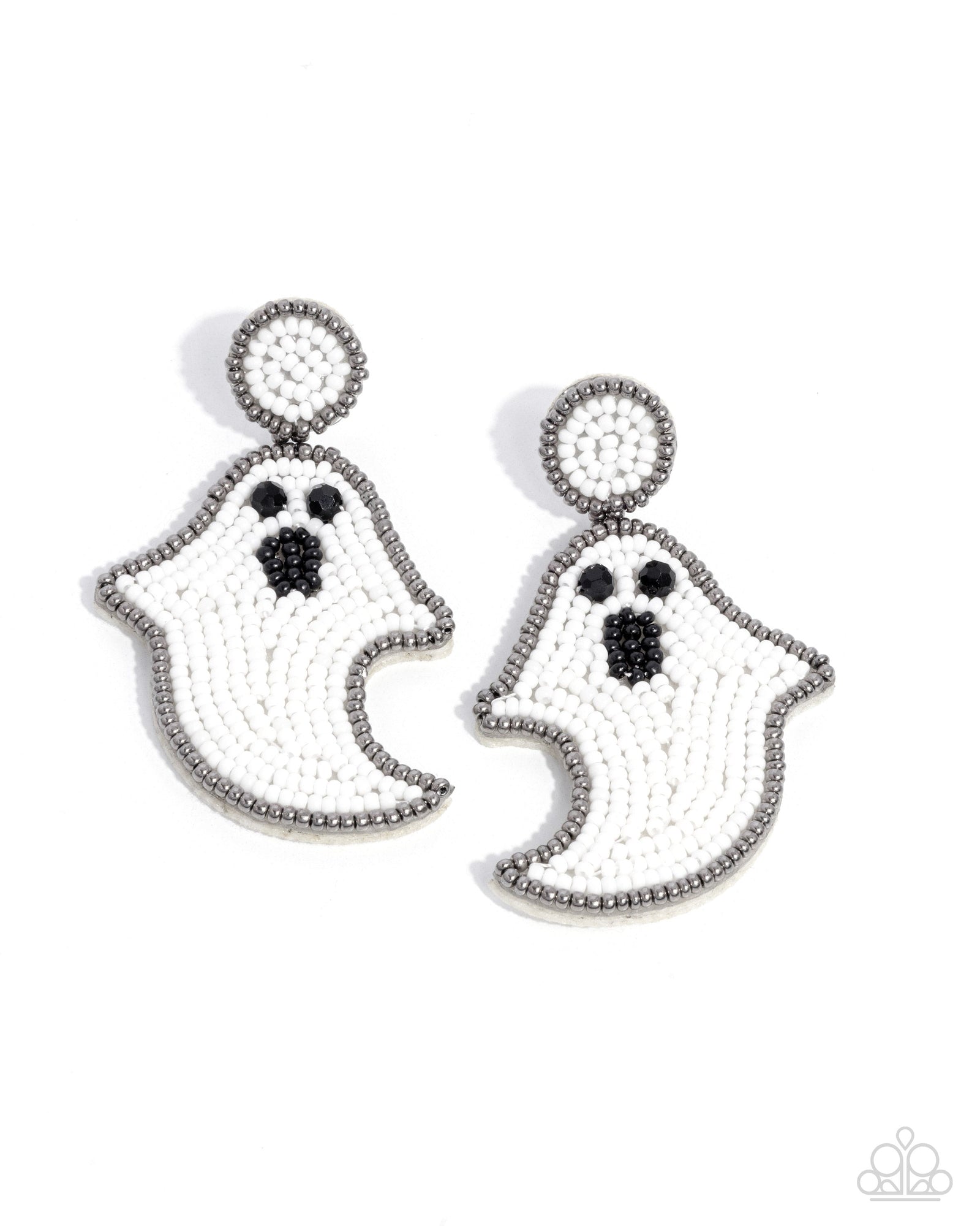 Ghost Story White Seed Bead Earrings - Paparazzi Accessories- lightbox - CarasShop.com - Paparazzi Jewelry by Cara Jewels