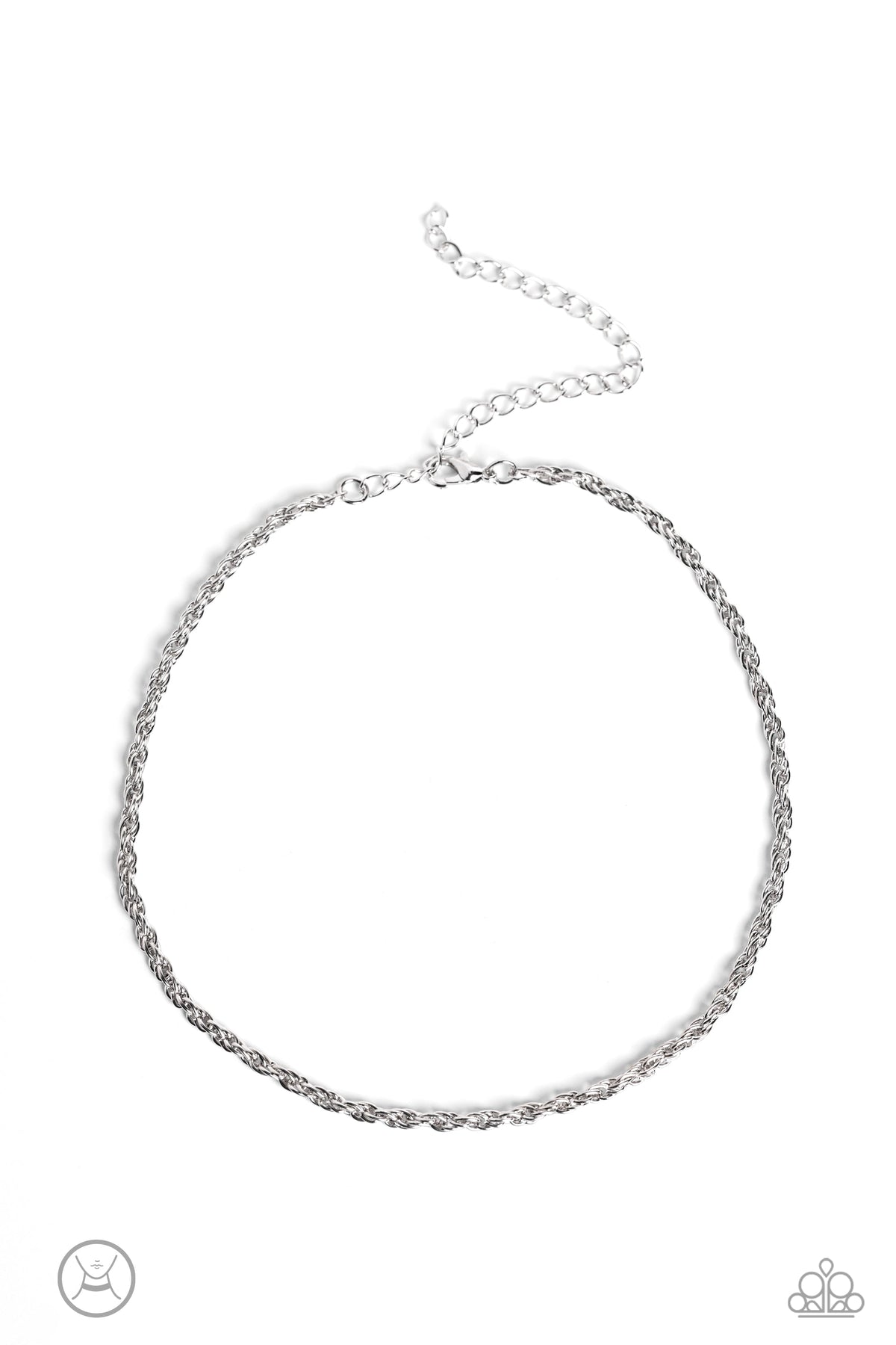 Glimmer of ROPE Silver Choker Necklace - Paparazzi Accessories- lightbox - CarasShop.com - Paparazzi Jewelry by Cara Jewels